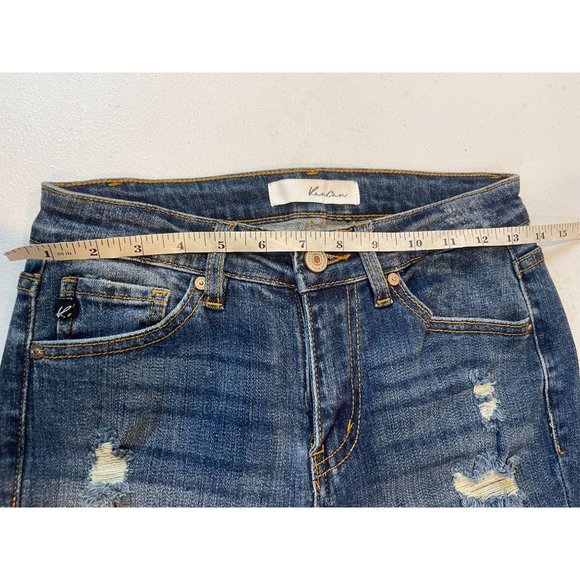 KanCan Womens Jeans Skinny Leg Distressed Low Rise Flat Front Blue Size W28 - Picture 3 of 10